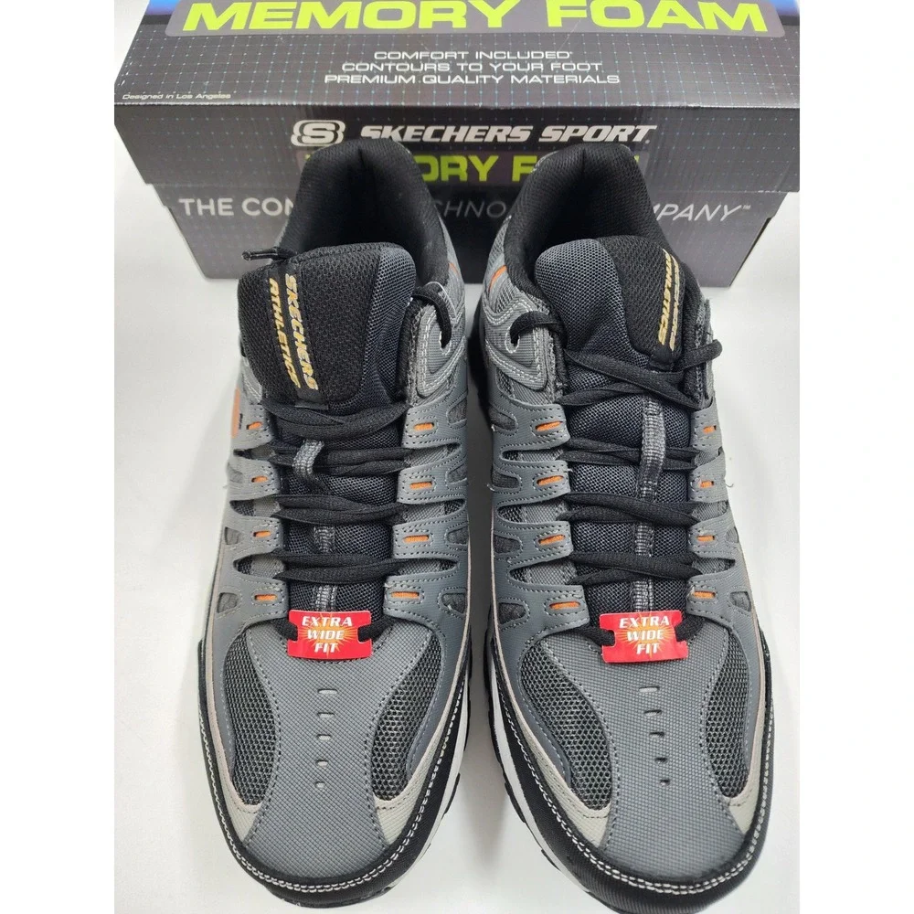 Skechers After Burn Memory Foam Mens Extra Wide Charcoal Grey Sneakers 50125EWW